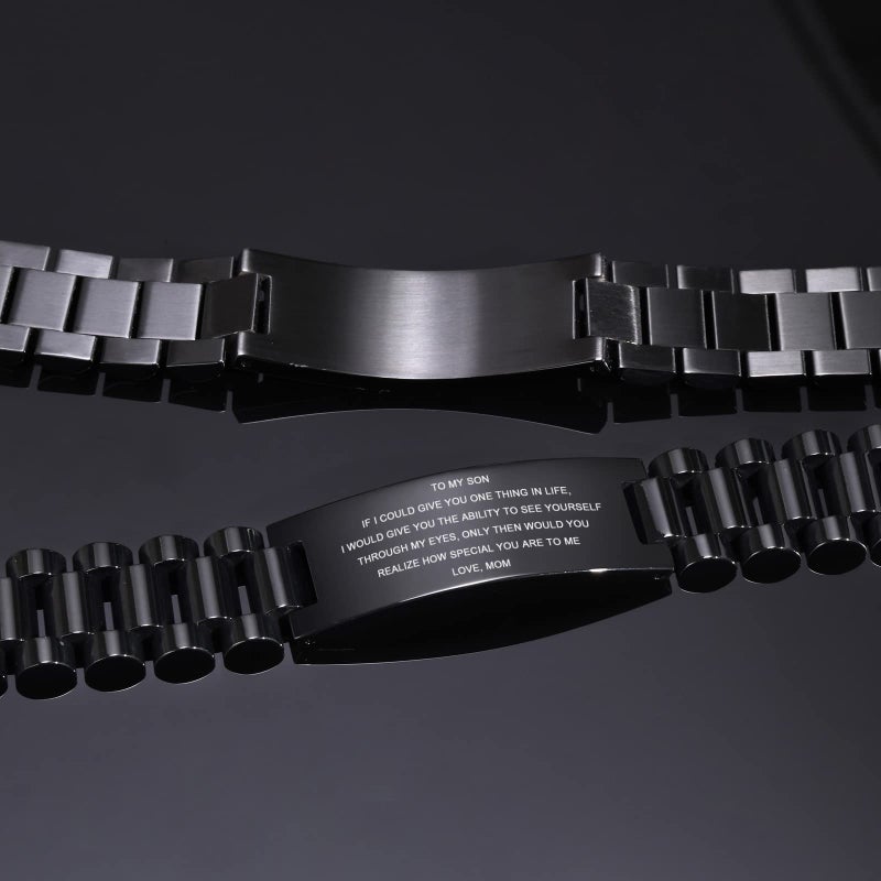 MEALGUET To My Son Bracelet,Stainless Steel To My Son Love Mom Courage Inpsirational Wristband Bracelets, Mother to son gift, Birthday Gifts, Christmas Gift - Image 3